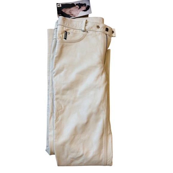 Bockle 1991 White Genuine Leather Slim Fit Trousers Mens Size 33 NWT Germany - Picture 8 of 9